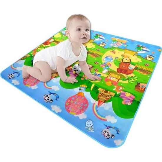 Tapis D'Éveil Bébé 200x150x2,5cm Beige - Mousse Mémoire Haute Densité, Antidérapant, Tatami Confort