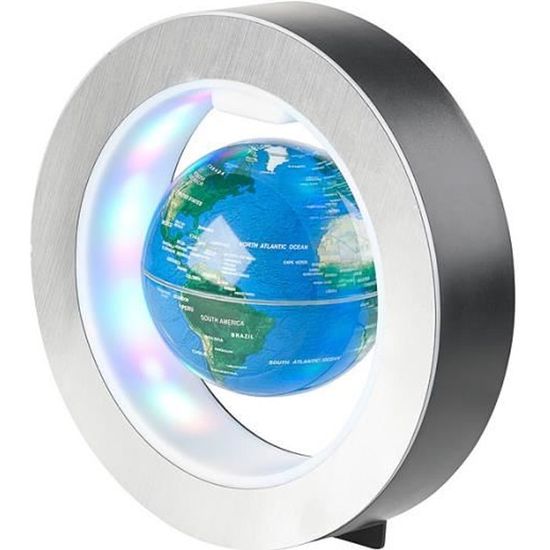 Globe terrestre en lévitation 10 cm dans anneau lumineux TERRA CIRCULA 22 x 22 x 5 cm Bleu