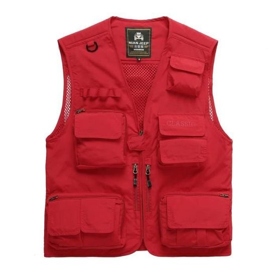EEHUAN Gilet De Pêche Homme Multi-Poches - Veste Sans Manches Légère Pour Randonnée Et Travail
