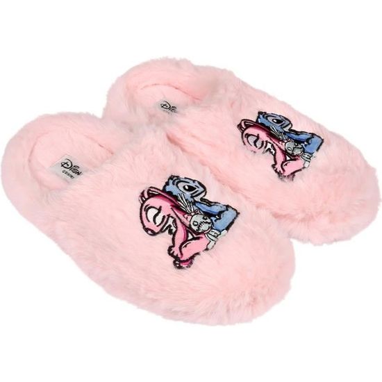 Chaussons Stitch Angel Disney en fourrure rose pour femme Rose