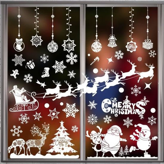 179 Stickers Fenêtre Noël Électrostatiques - Décoration PVC Flocons Neige Sapins