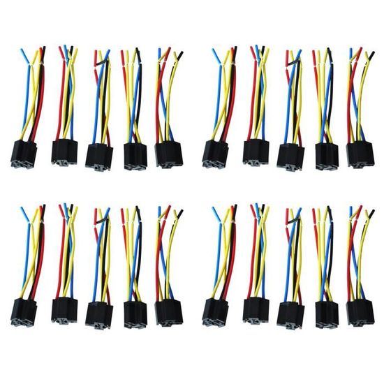 Lot De 5 Connecteurs Relais 5 Broches 12V Pour Voiture - Installation Audio, Alarme, Phares Additionnels