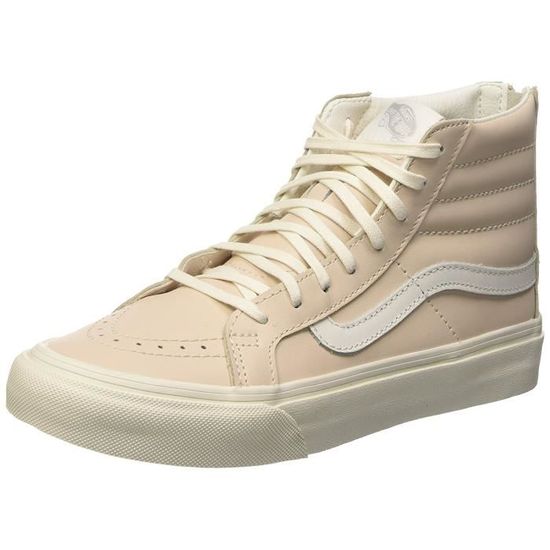 Chaussures de sport femme Vans Sk8 Hi Slim Zip - Beige - Lacets - Textile