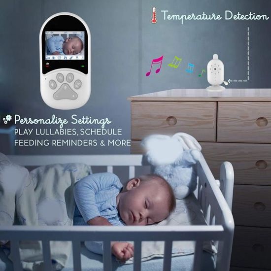 Zerodis Moniteur vidéo pour bébé Baby Monitor 2.4in Écran Night