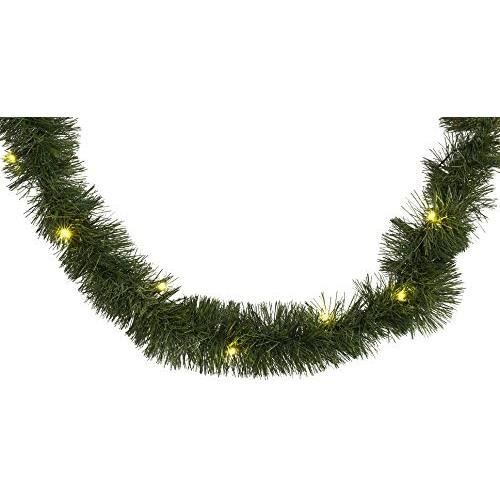 Guirlande Sapin Artificiel 270cm Lumineuse Avec 50 LEDs - 230 Têtes, Pommes De Pin Et Fruits Rouges Pour Noël