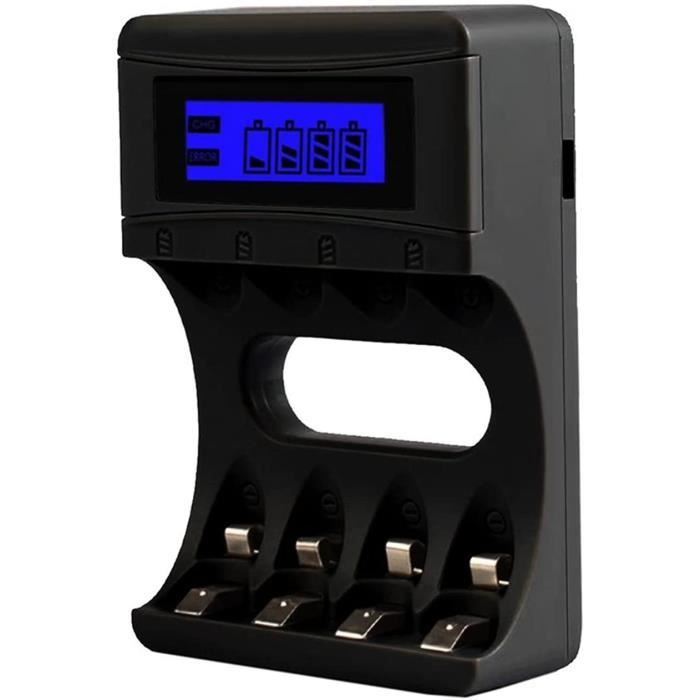 Chargeur Intelligent USB LCD 4 Slots Pour Batteries 18650, AA, AAA - Double Fonction Lithium/NiMH - 12