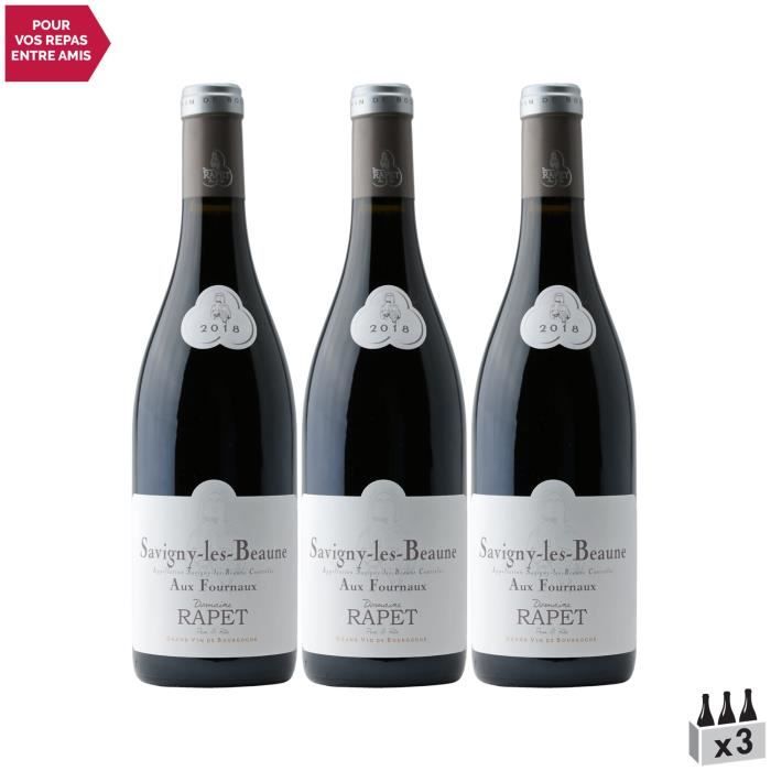 Savigny-lès-Beaune Rouge 2018 - Lot de 3x75cl - Domaine Rapet Père et Fils - Vin AOC Rouge de Bourgogne - Cépage Pinot Noir