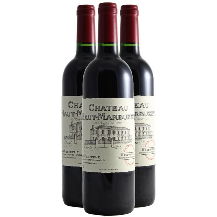 Château Haut-Marbuzet Saint-Estèphe Rouge 2019 - Lot de 3x75cl - Vin AOC Rouge de Bordeaux - Cépages Cabernet Sauvignon, Cabernet Fr