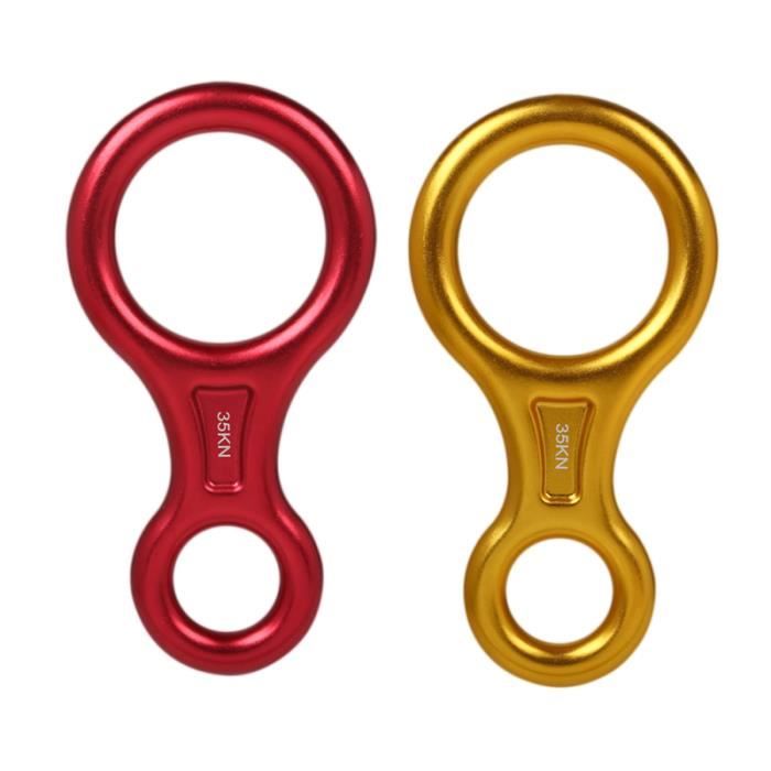 2pcs 8 mots corde en alliage d'aluminium anneau de rappel de pour le camping CARABINER - DEGAINE - BELAYER - DESCENDER - CORNER