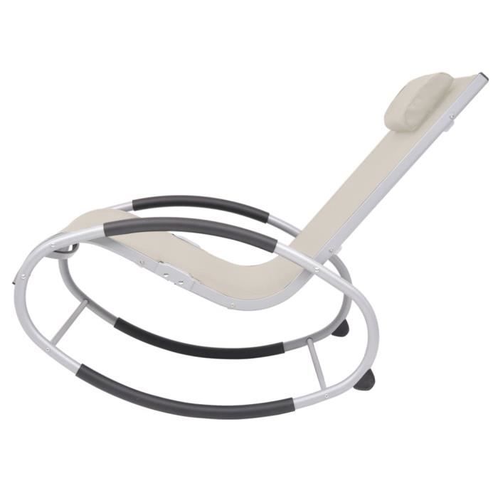 Super -Chaise à bascule d'extérieur Style Scandinave Fauteuil à bascule Chaise de Jardin Crème Textilène @449048