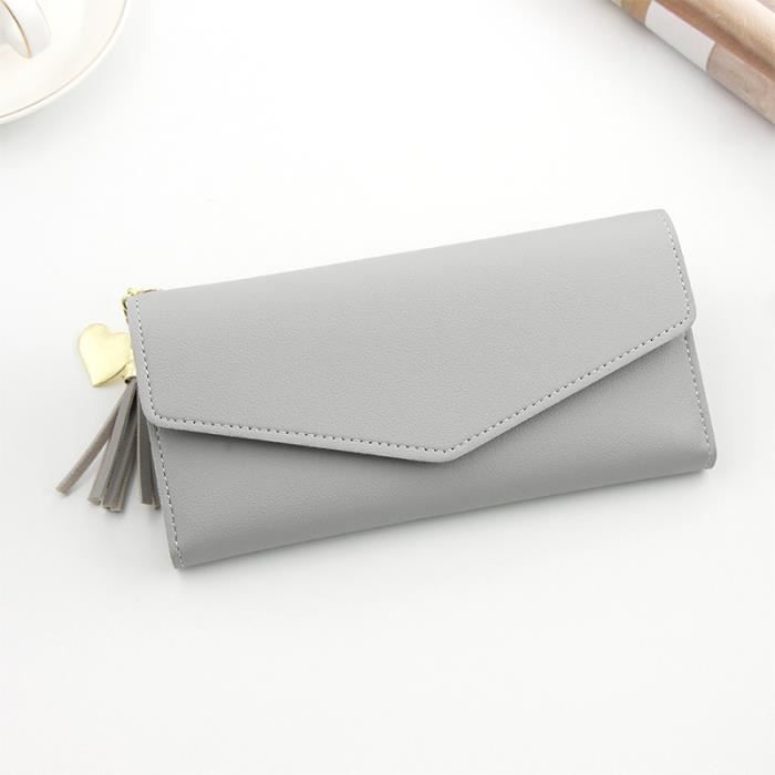 Portefeuille Long Pour Femmes Gris