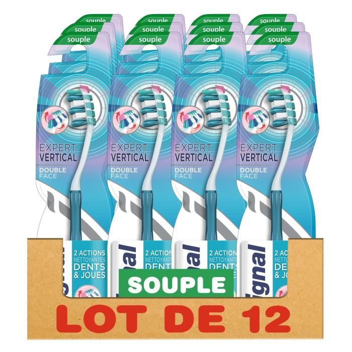 SIGNAL Lot de 12 Brosses à dents Manuelle Souple Expert verticales - Double face