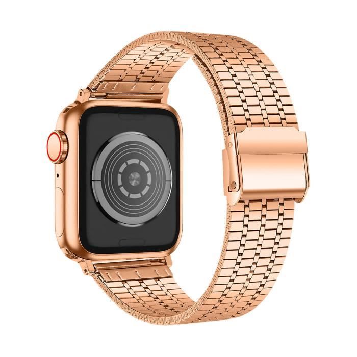 Bracelet pour Apple Watch 49mm 45mm 44mm 42mm Maillons Carré Acier Rose Gold