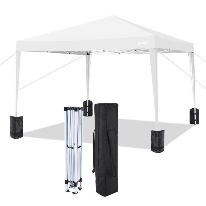 Tonnelle Tente de Réception pour Jardin 3x3m, Chapiteau Barnum Pliante 3 Hauteur réglable, idéal pour les fêtes, campings, Blanc