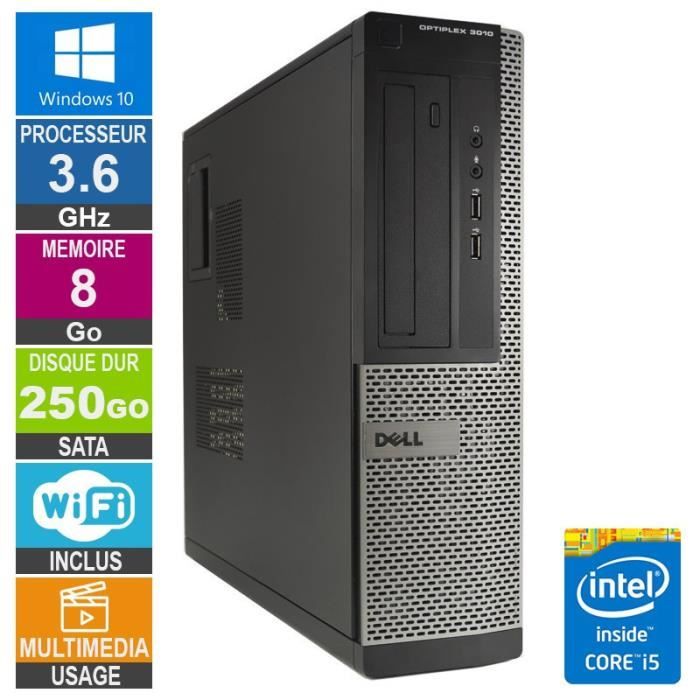 PC Dell Optiplex 3010 DT i5-3470 3.60GHz 8Go/250Go Wifi W10