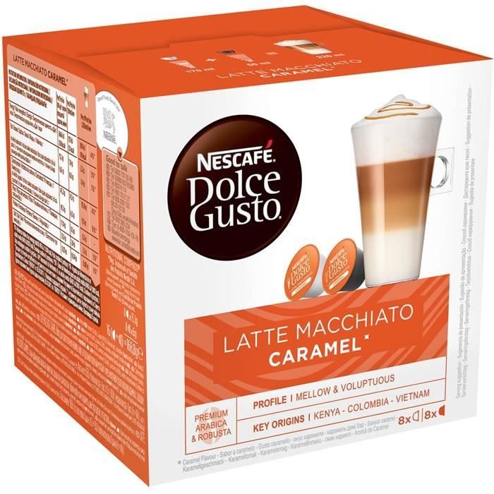 Dolce Gusto - Capsules de café latte macchiato caramel 8+8 capsules