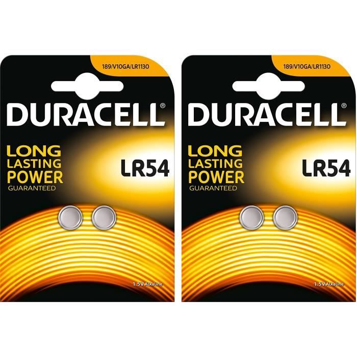 DURACELL LR54 LOT DE 2 BLISTER = 4 PILES ALCALINE 1,5V