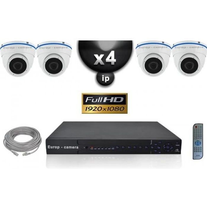 Kit Vidéo Surveillance PRO IP : 4x Caméras POE Dômes IR 20M SONY 1080P + Enregis