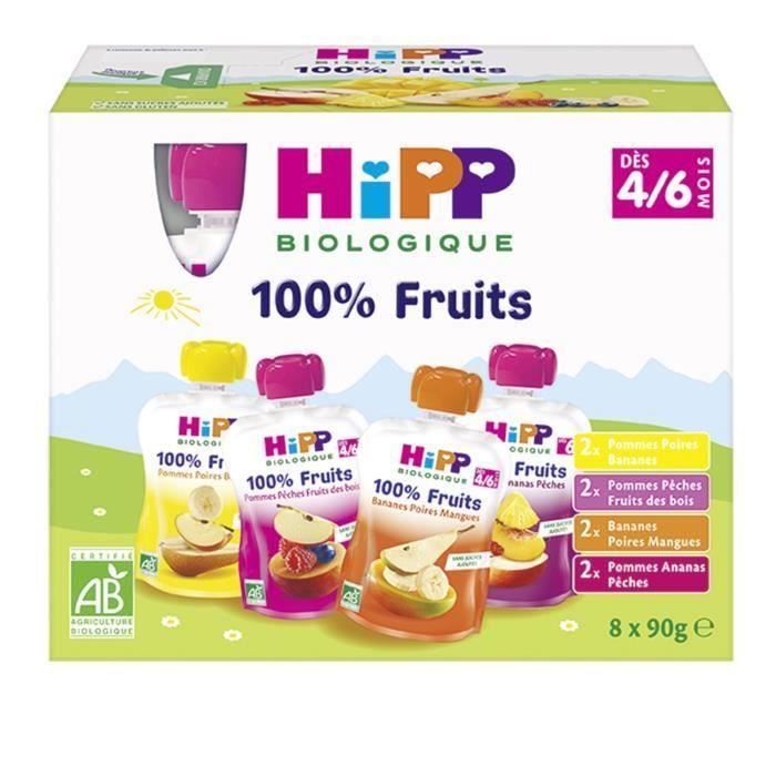 HIPP 4 pack de Gourdes Multipack 4 variétés 4/6 mois 8x90g