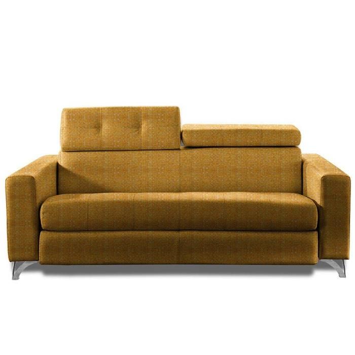 Canapé convertible SUèDE 140cm EXPRESS sommier lattes RENATONISI matelas 16 cm tweed jaune jaune Tissu Inside75