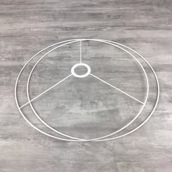 Set d'Ossature Diamètre 40cm pour abat-jour, Grands Anneaux ronds Epoxy blanc, pour douille diam 40mm E27 - Unique