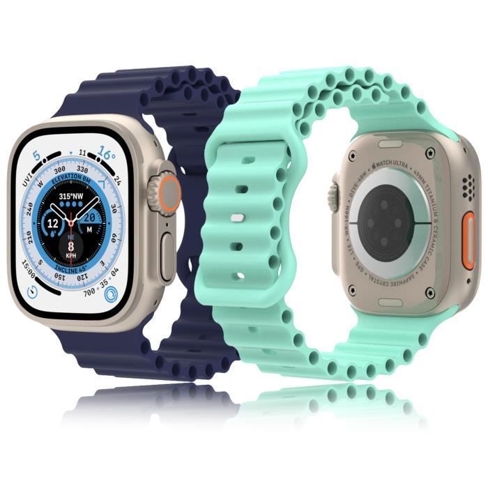 Bracelet Ocean compatible avec bracelet Apple Watch 41mm 38mm 40mm,Bracelet ajustable en silicone avec boucle en titane pour iWatch