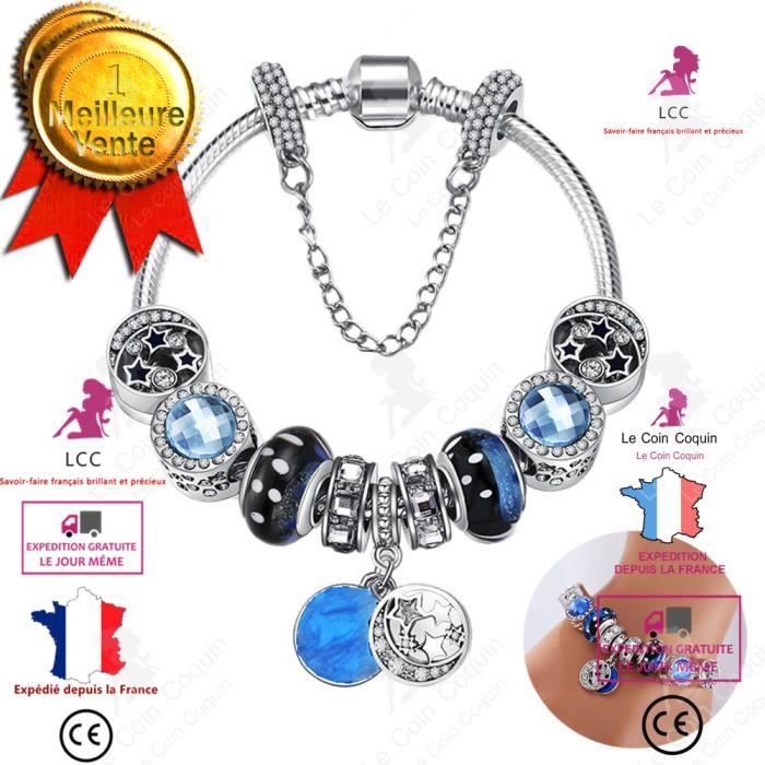 LCC® Bracelet Opale étoile brillante,Gourmette Femme- Cadeau idéal- Argenté
