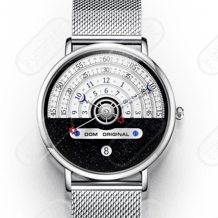 LSC® montre homme étanche calendrier acier inoxydable tendance argenté cadeau de Noël