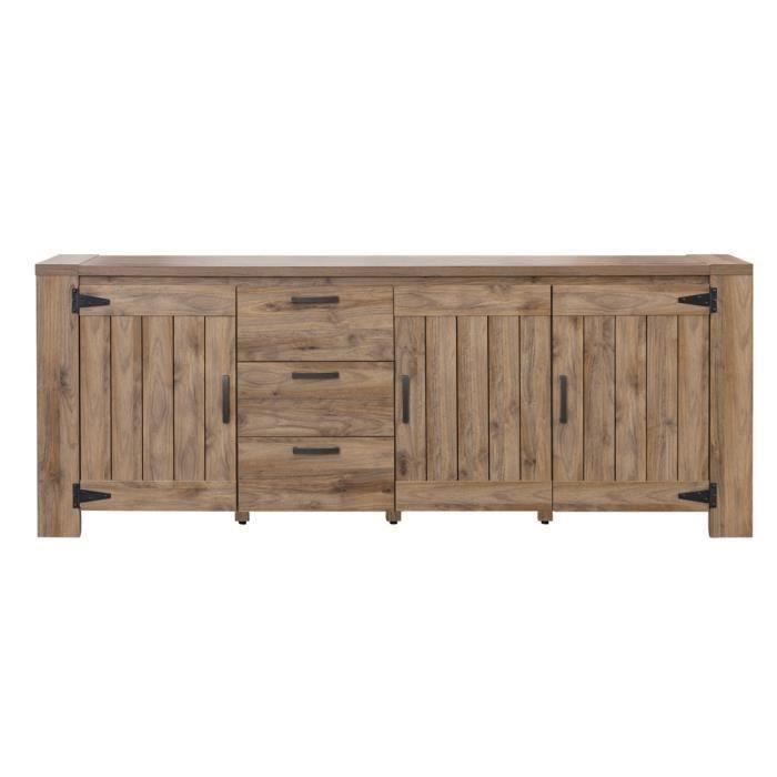 Enfilade en panneau de particules & MDF, Campagne - Dim : 219,5 x 39,2 x 83,8 cm