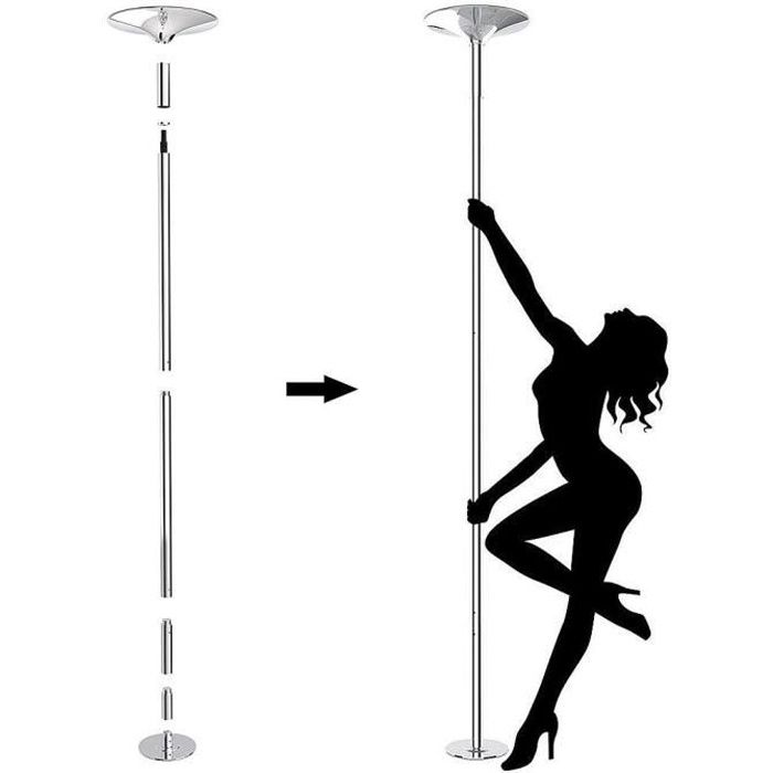 Barre de Dance, Barre de Pole Dance, Argent, Rond, Barre d'extension, Matériau: Acier