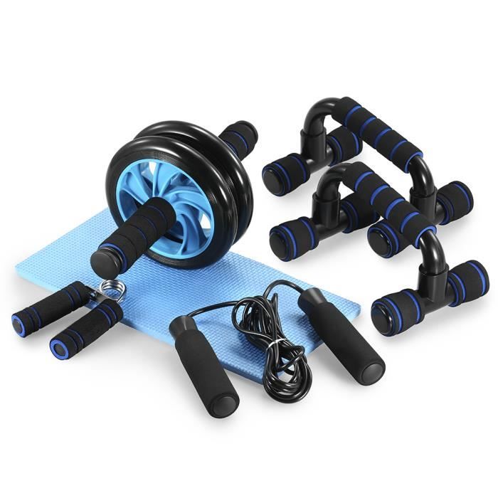 TOMSHOO 5-en-1 AB Roue Kit de rouleau avec Push-Up Bar Sautons Gripper main et Genouillère abdominale de base Carver Fitness Workout