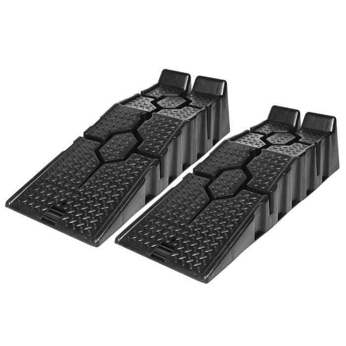 UISEBRT Lot de 2 Paire de Rampes de Levage en Plastique pour Voiture 2,5 Tonnes Noir 90x31x22,5cm Rampes de Chargement Portable