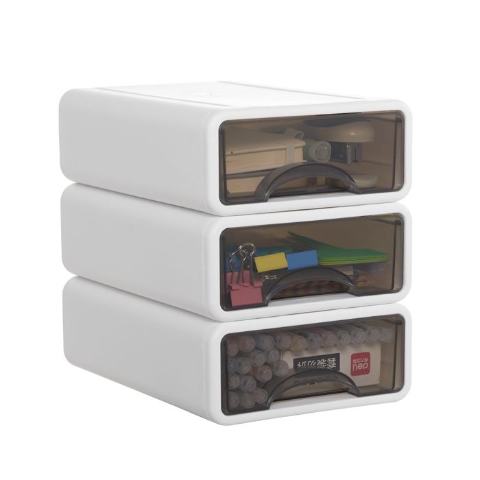 yorbay boîte de rangement 3 tiroirs - tiroir rangement bureau - empilables - blanc - 17 x 25 x 22.5 cm