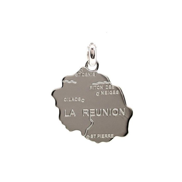 pendentif île de la Réunion seul en argent massif 925 homme ou femme