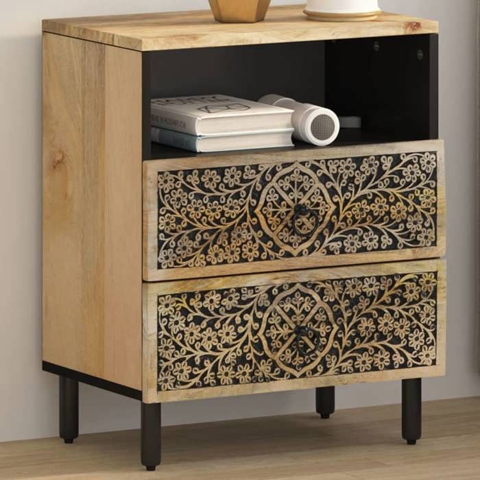 vidaXL Table de Chevet Armoire de Nuit avec Tiroirs Table de Télévision Meuble de Rangement Chambre Rétro Bois de 358222