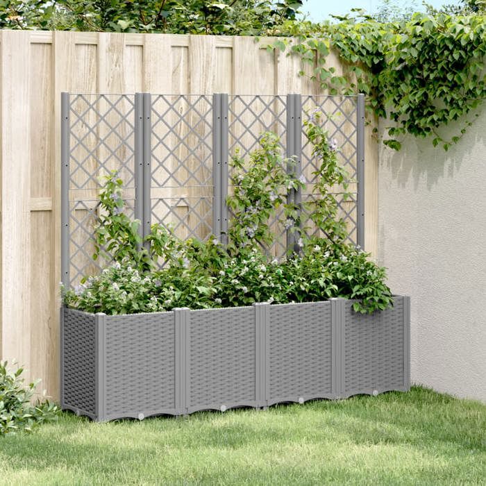 vidaXL Jardinière avec treillis 160x40x140 cm - vue 3
