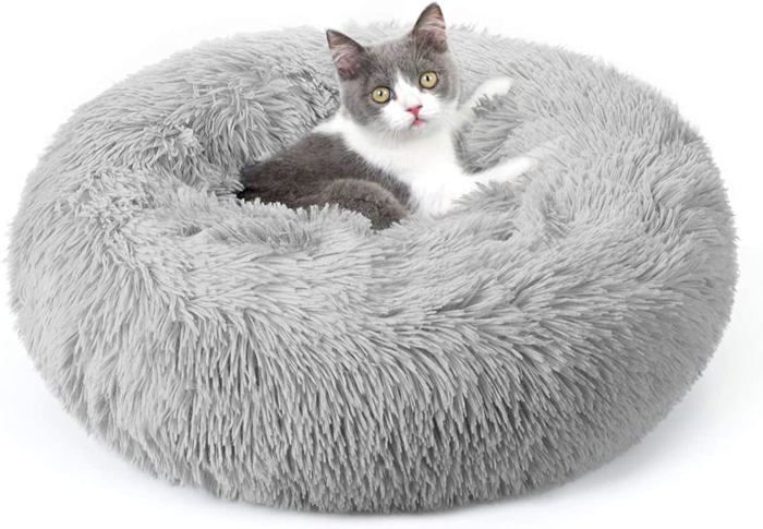 Panier Chien Chat Donut – 40 Cm, Bord Surélevé, Déhoussable Lavable, Antidérapant, Doux Et Moelleux - 6