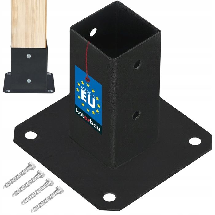 Support De Poteau En Acier Noir - Épaisseur 5 Mm, 1 Pièce, Neuf Dans Son Emballage