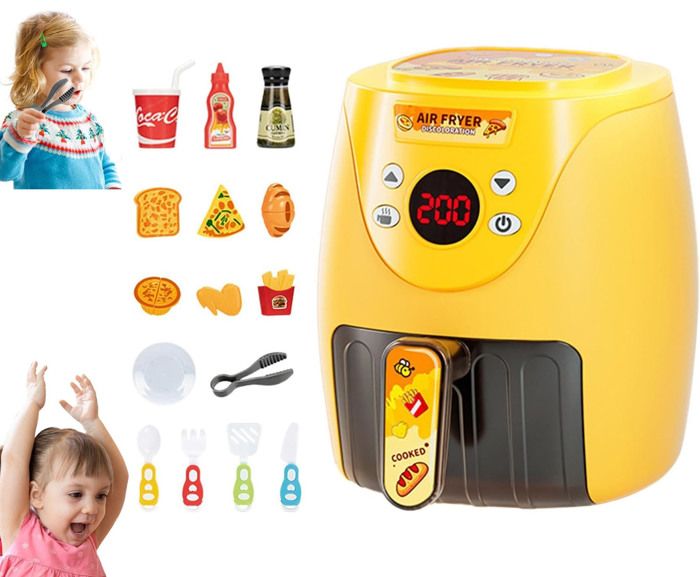 Friteuse a air son et lumiere pour enfant - Realiste, avec accessoires dinette - Air Fyer, cuisine - Jeu Little