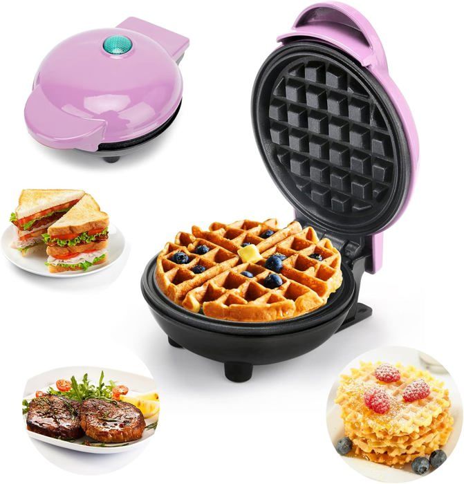 Mini Gaufrier,Petit Gaufrier Rond,Machine A Gauffre,Mini Gaufrier Et ...