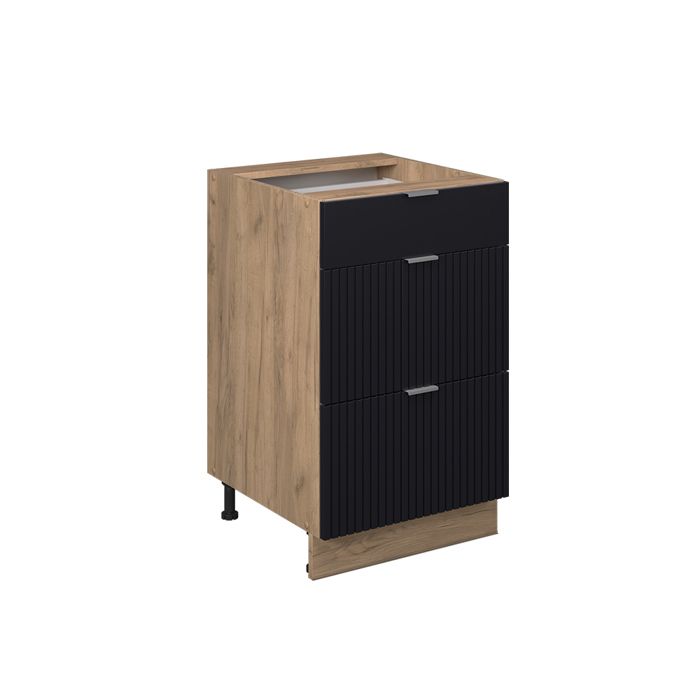 Vicco Meuble Cuisine Fame-Line, Anthracite-Or, 80cm avec 3 tiroirs, sans PT, à Combiner avec d'autres modules de la série Fame-Line