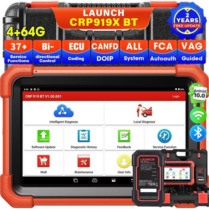 Valise diagnostic auto multimarque - LAUNCH - CRP919XBT - Contrôle bidirectionnel - DBScar VII VCI - USB A/USB C