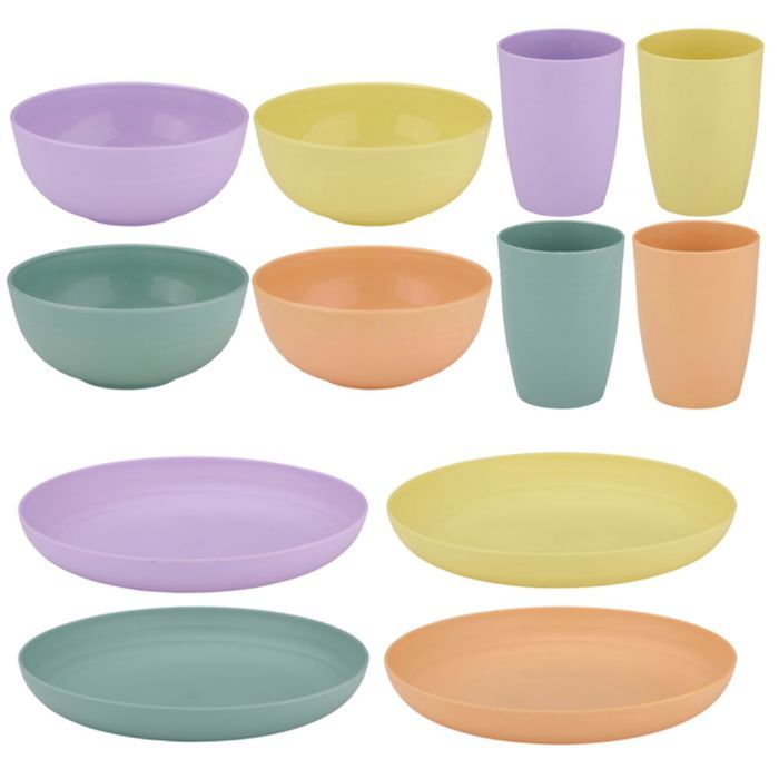 alpina Camping Tableware - Vaisselle pour enfants - Gobelets assiettes et bols en plastique