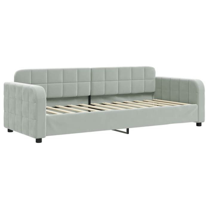 Lit simple ContemporainBanquette lit/Lit de repos sans matelas gris clair 80x200 cm velours - 1 Place SP1520BED55583485