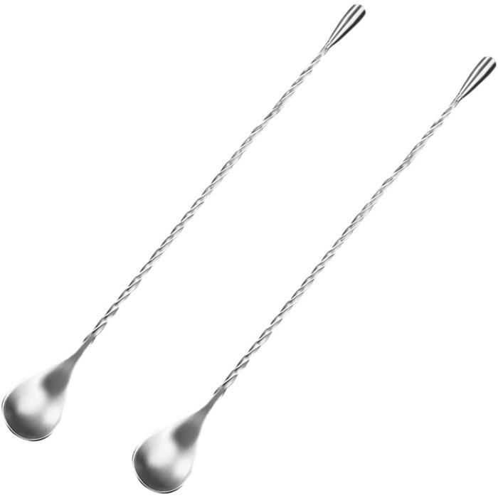 Cuillère à Mélanger, YFaith 2 Pièces Spirales Cuillère à Cocktail, Torsadée de Bar Cuillère