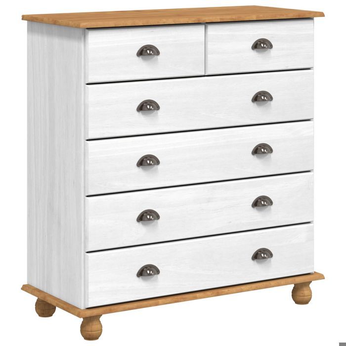 Commode - Bonne vie - ASKIM Blanche 91x40x955cm en Bois de Pin Massif - Buffet contemporain128100 •