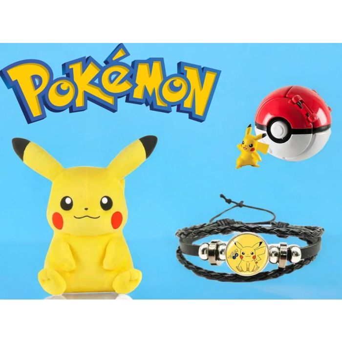 Pack Cadeau Pokémon PIKACHU ( PELUCHE + JOUET + BRACELET )