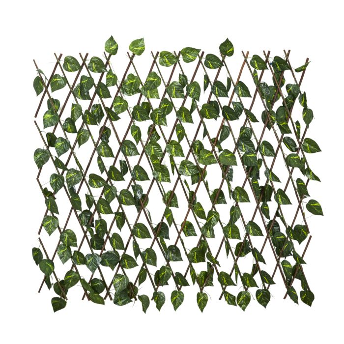 Treillis Feuillage Artificiel - HOME DECO FACTORY - Base en Osier - Dépliable - Vert