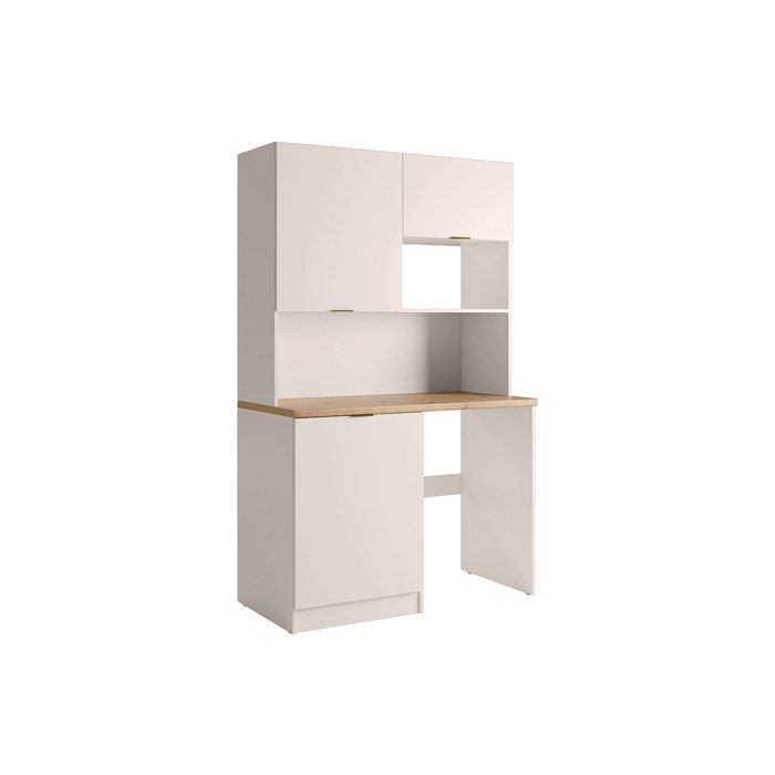 Meuble multifonction kitchenette et buanderie - Avec plan de travail 120 cm - Beige et naturel - CARMEO Meuble multifonction kitchenette et buanderie - Avec plan de travail 120 cm - Beige et naturel - CARMEO