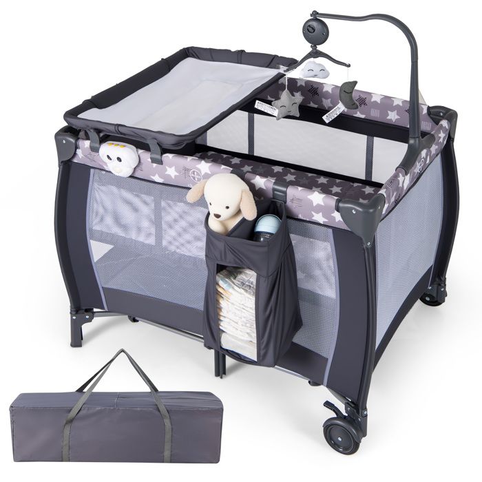DREAMADE 3 en 1 Lit Parapluie Bébé 101x72x77CM avec Matelas